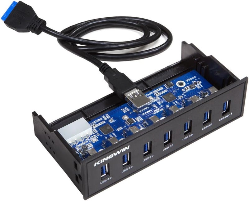 KingWin Front Panel USB 3.0 Hub 7 Port & One Fast Charging USB 2.1A Charging Port - Image 4